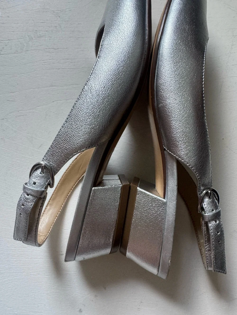Nauralizer Banks Silver Leather Slingbacks